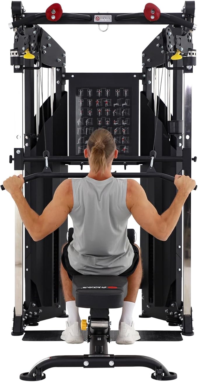 Altas Strength 3075 Cable Machine Home Gym with 1000 lbs Weight Capacity, 2000 lbs Cables, Strength Training Equipment Includes Accessories Light Commercial Fitness Versatile Workouts Easy Assembly