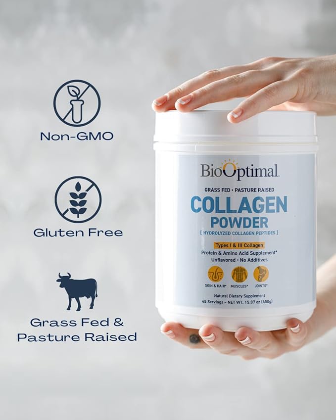 Collagen Peptides Powder - Grass-Fed, Pasture-Raised Hydrolyzed Protein Supplement for Skin, Hair, & Nails - Non-GMO, Zero Sugar Daily Supplement for Men & Women (45 Servings)