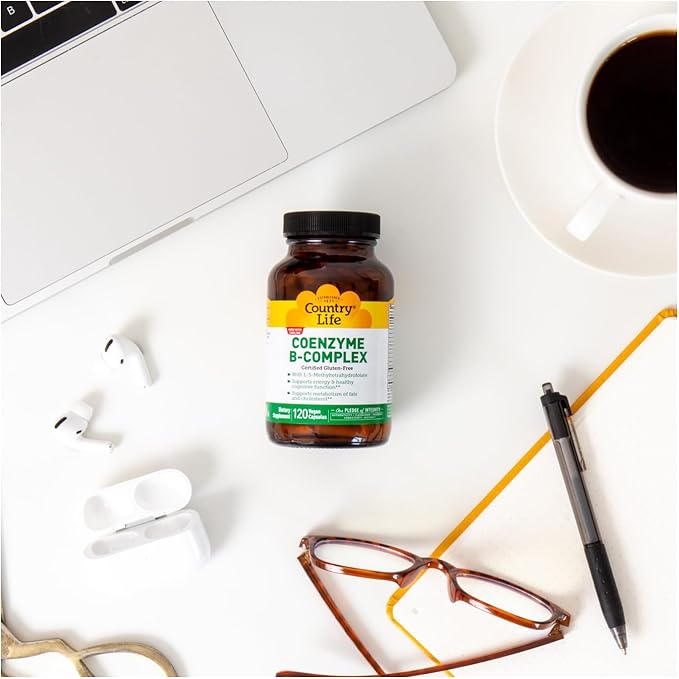 Country Life Coenzyme B-Complex, 120 Capsules – Supports Energy & Metabolism, Mood & Cognitive Function – Vegan, Gluten-Free, Bioavailable B Vitamins with Choline