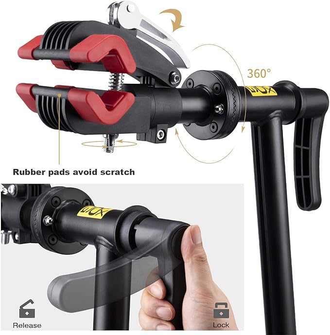 CXWXC Bike Repair Stand with Cleaner - Shop Home Bicycle Mechanic Maintenance Rack- Welded Head Height Adjustable for EBIKE Mountain Bikes and Road Bikes