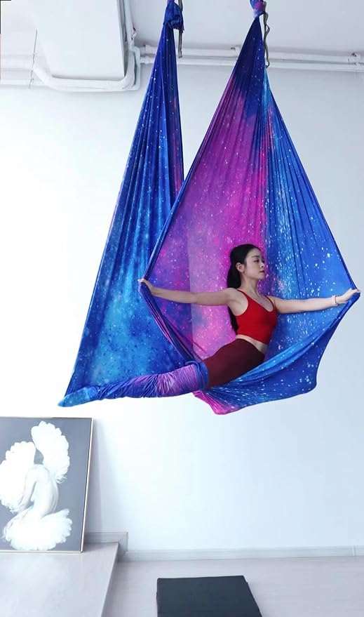 F.Life Aerial Yoga Hammock kit- Yoga Swing Multicolor 5 yards-Flying Yoga Include Daisy Chain,Carabiner and Pose Guide