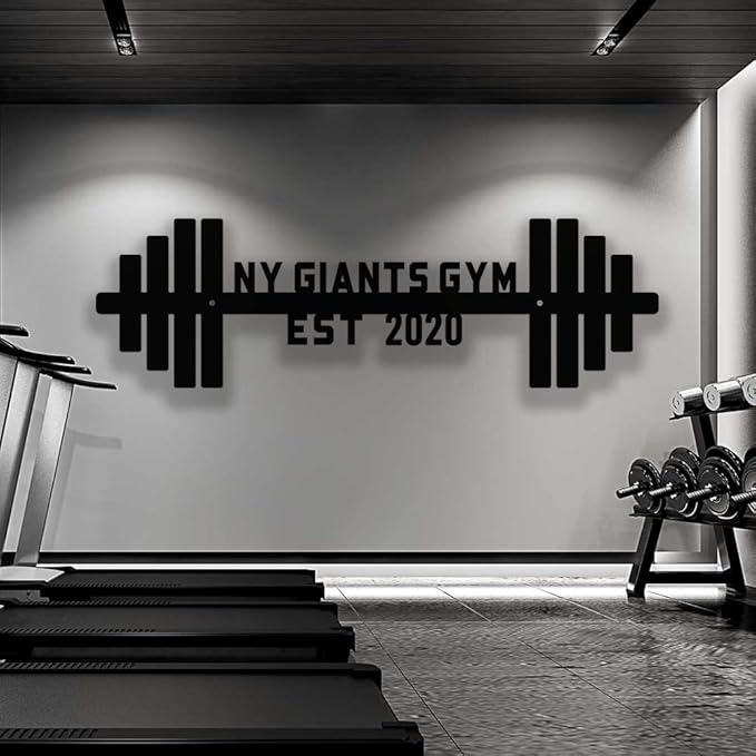 Gym Metal Sign Custom Name Workout Room Decor, Motivational Fitness Powerlifting Wall Art, Home Garage Center Personalized Gift for Women, Men, Dad, Papa, Grandpa, Mother, Sister, Girls, Steel