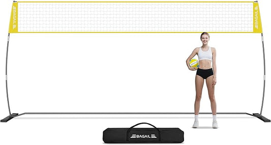 BAGAIL Volleyball Net, 12ft/20ft Portable Volleyball Net for Backyard - Adjustable Height, Heavy-Duty Frame, Freestanding Design - Portable Outdoor/Indoor Volleyball Set with Carry Bag