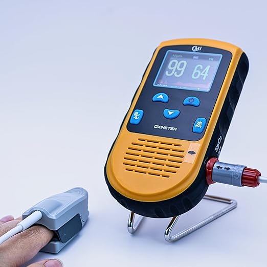 CMI Health Battery Operated Pulse Oximeter - Continuous Infant Monitoring (Up to 25 lbs) & Adult Finger Spot-Checking - Adjustable Alarm for Pulse Rate and SpO2 Levels - Carry Case