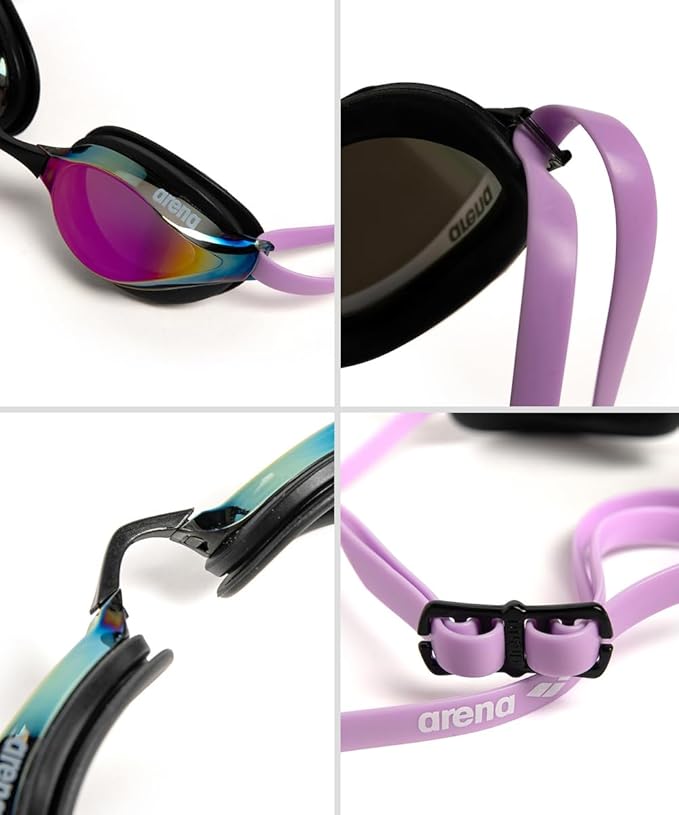ARENA Unisex Python Racing Swim Goggles for Men and Women Anti-Fog No Leak Max Comfort Dual Strap, Mirror/Non-Mirror Lens