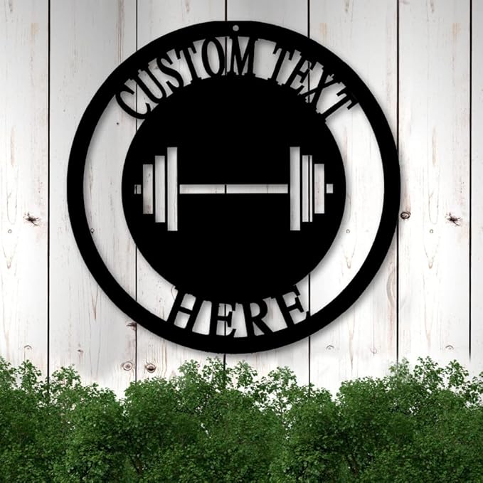 Custom Gym Metal Sign Personalized Workout Room Powerlifting Decor, Home Fitness Motivational Garage Center Wall Art, Gift for Women, Men, Dad, Papa, Grandpa, Mother, Sister, Girls, Modern Design