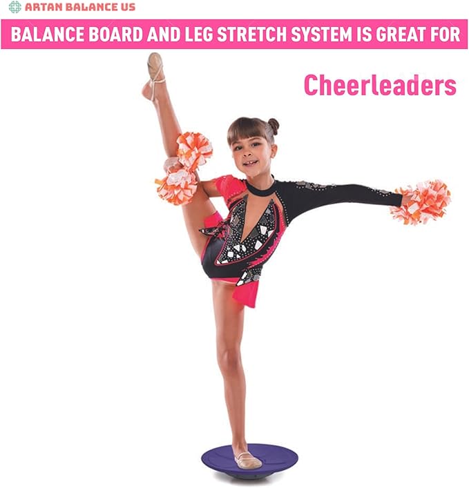 Dance, Cheerleading and Figureskating Trainer Stretching and Balance, 2 Pc. Set, Stretching, Disc Core Board and Flexibility Equipment Strap for Dance, Gymnastics, Turning, Stunt