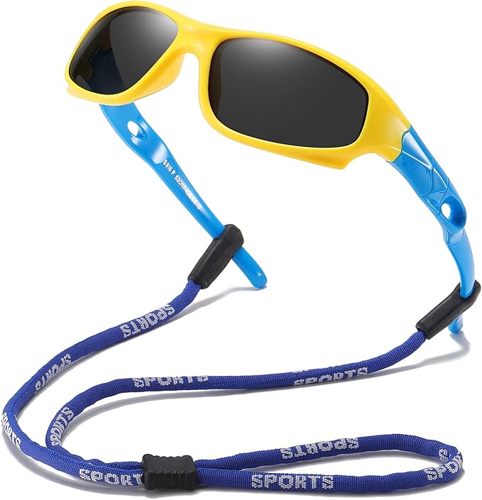 DYLB 3 Pack Flexible Kids Polarized Sunglasses For Boys Girls With Strap, Sport Sunglasses for Children Age 3-10.