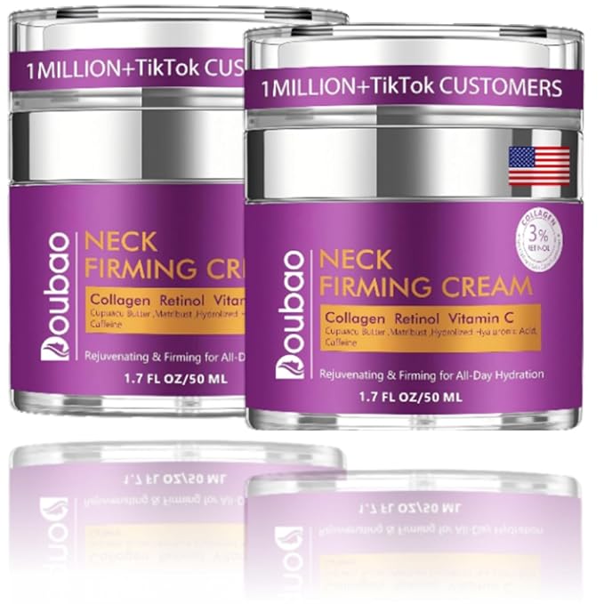 Advanced Neck Firming Cream – 3% Retinol & Hyaluronic Acid for Wrinkle Reduction, Lifting & Skin Tightening – Anti-Aging Moisturizer for Face, Neck & Décolleté – Deep Hydration, 3.4 FL（2 bottle）