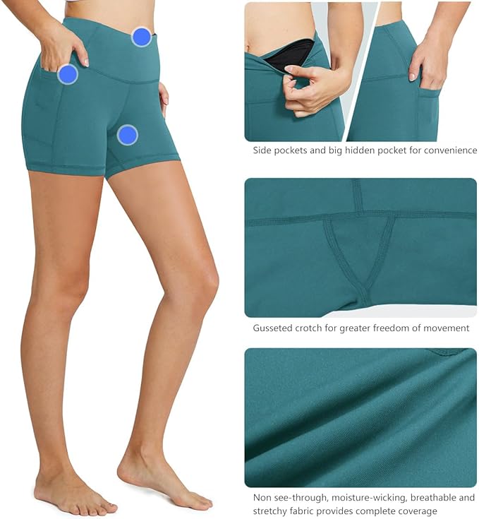 baleaf Women's 8"/ 5"/ 3" Biker Shorts High Waist Yoga Workout Gym Running Volleyball Spandex Shorts with Pockets