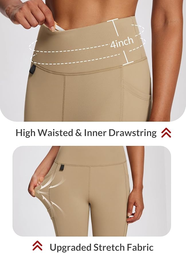 baleaf Women's Fleece Lined Leggings Waterproof Winter Hiking Pants Thermal Running Tights Zipper Pockets High Waisted