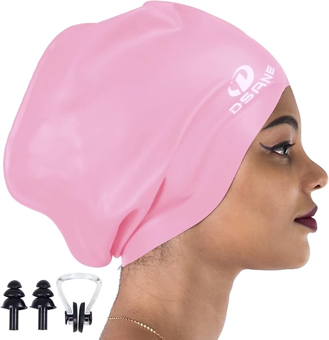 Dsane Extra Large Swimming Cap for Women and Men,Special Design Swim Cap for Very Long Thick Curly Hair&Dreadlocks Weaves Braids Afros Silicone Keep Your Hair Dry