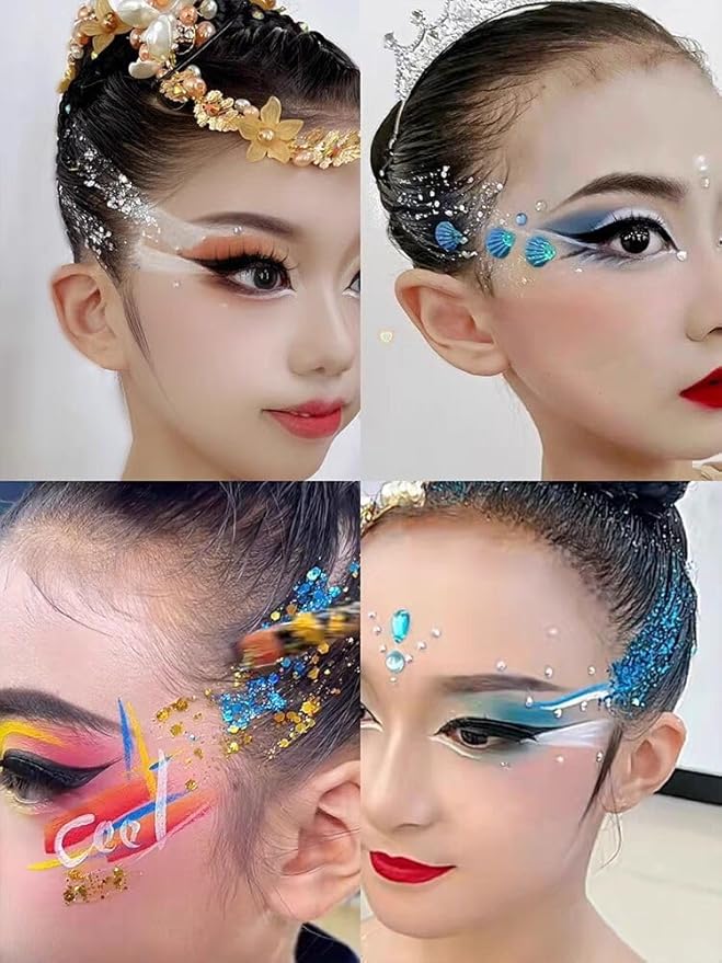 Go Ho Red Face Body Glitter,Singer Concerts Red Face Paint Glitter Makeup,Holographic Chunky Sequins Glitters for Eye Lip Hair Nails,Festival Rave Accessories,52g