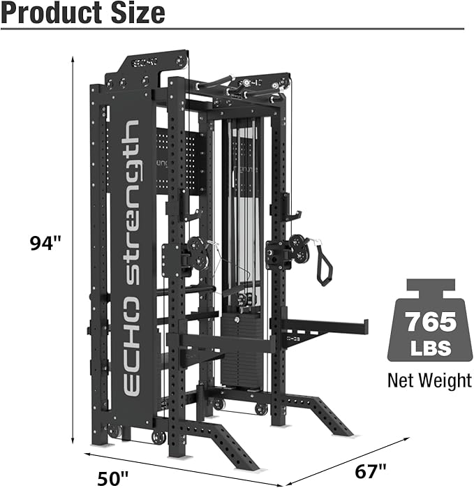 Commercial Cable Crossover Exercise Machine All in One Functional Trainer Cable Machine with 400LBS Weight Stacks Power Cage Squat Rack with Pulley System Compact Functional Trainer for Home Gyms