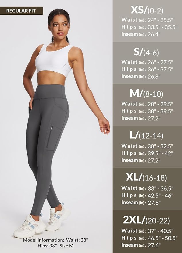 baleaf Women's Fleece Lined Leggings Waterproof Winter Hiking Pants Thermal Running Tights Zipper Pockets High Waisted