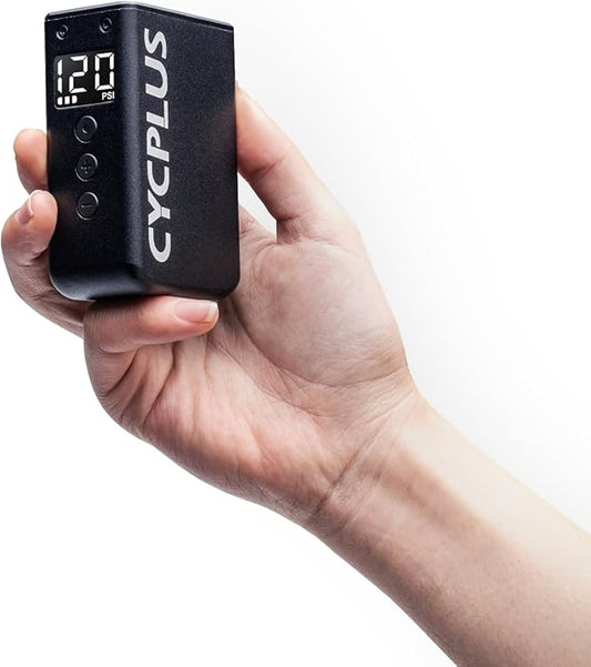 CYCPLUS AS2 Pro Max Tiny Pump Mini with Gauge, Max 120 PSI Cordless Bicycle Air Pump, Auto Stop, with Presta and Schrader Valve for Car, Motorcycle, Bike and Ball (2025 Updated Version)