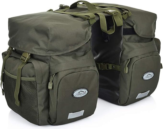 FANWU 50L Bike Panniers Bicycle Commuting Bag Waterproof Saddle Bags with Rain Cover for Bicycle Rear Rack Carrier, Support for Width Less Than 7 inches Bike Rack