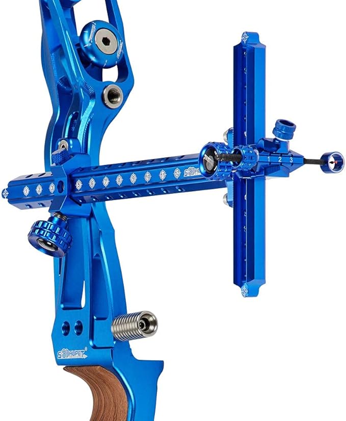 Archery Recurve Bow Sight, SOOHUPET Accessories T Shape Archery Shooting Target Sight Adjustable Bowsight with Optical Fiber Pin Sight for Target Practice