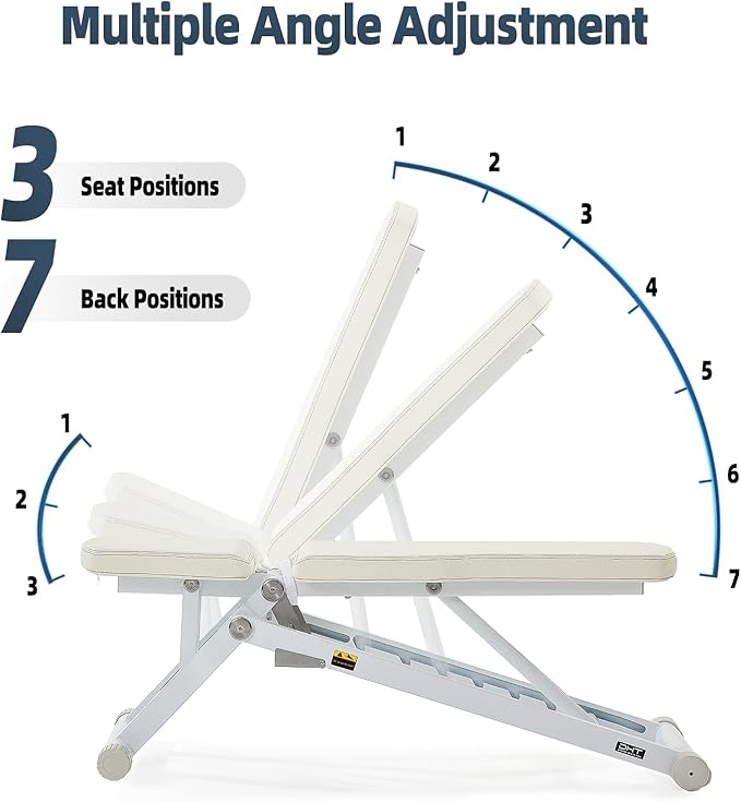 DHT Adjustable Weight Bench for Full Body Workout, Heavy Duty Foldable Bench Press for Home Gym Strength Training, Incline Decline Flat Utility Workout Bench with Fast Adjustment