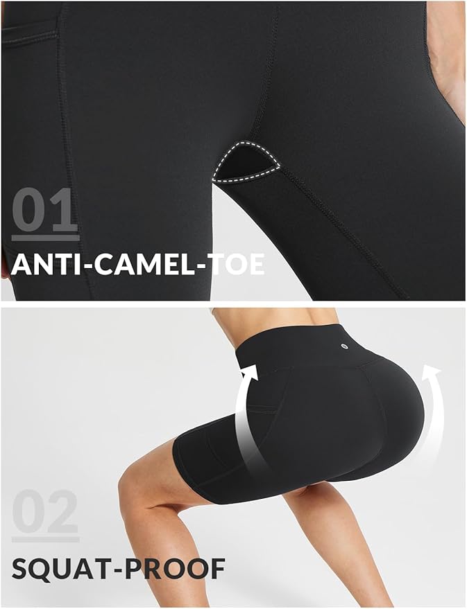 baleaf Women's 8"/ 5"/ 3" Biker Shorts High Waist Yoga Workout Gym Running Volleyball Spandex Shorts with Pockets