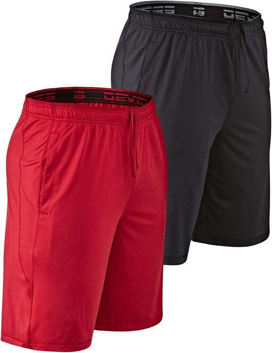 DEVOPS Men's 2-Pack Loose-Fit 10" Workout Gym Shorts with Pockets