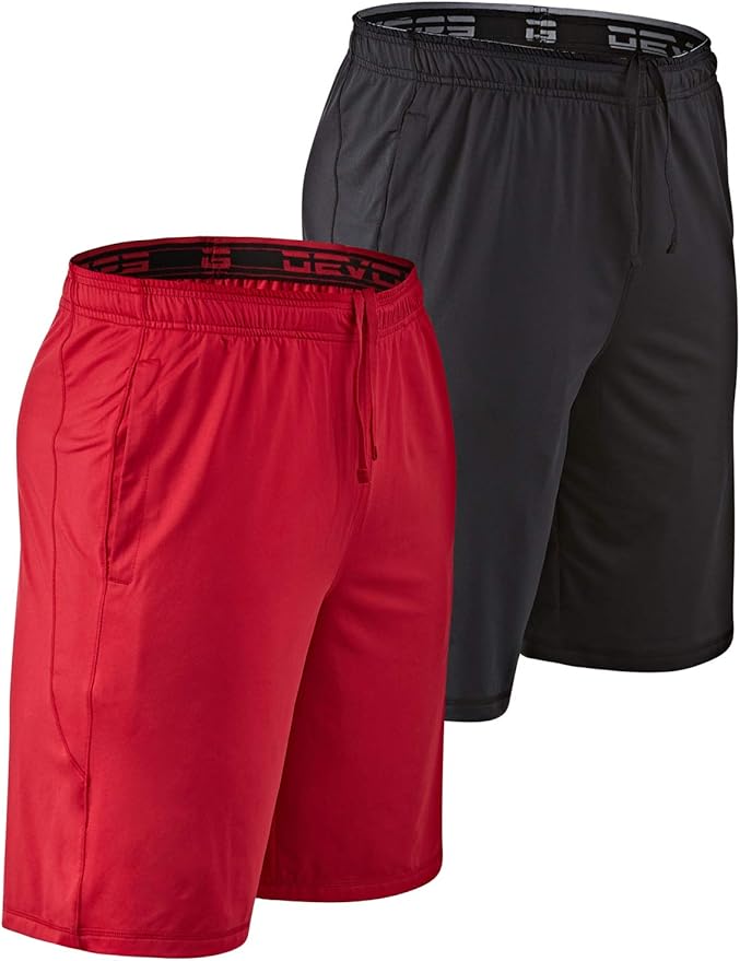 DEVOPS Men's 2-Pack Loose-Fit 10" Workout Gym Shorts with Pockets