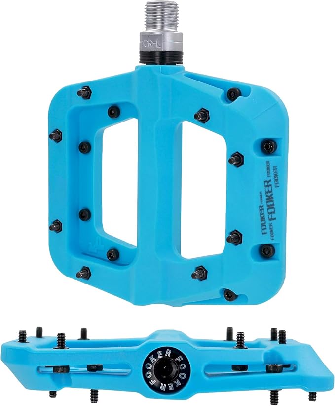 FOOKER MTB Pedals Mountain Bike Pedals 3 Bearing Non-Slip Lightweight Nylon Fiber Bicycle Platform Pedals for BMX MTB 9/16"