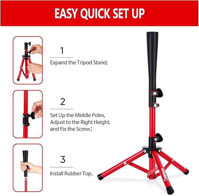 Baseball Softball Tee for Kids Toddles 3-10 Years Batting Hitting Tee T Ball Set Stand for Baseball Trainer Easy Adjustable Height 20.5''-29.5''Portable w/Carry Bag for Indoor Outdoor