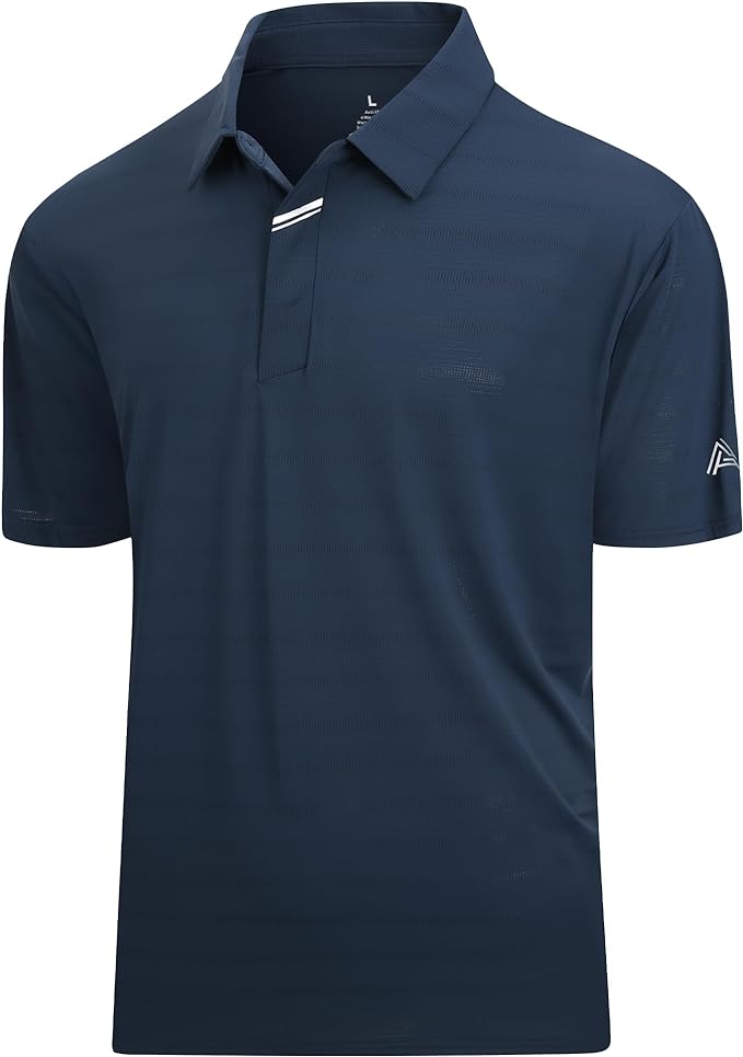 Esabel.C Jacquard Golf Shirts for Men Moisture Wicking Short Sleeve Performance Dry Fit Active Mens Polo Shirts