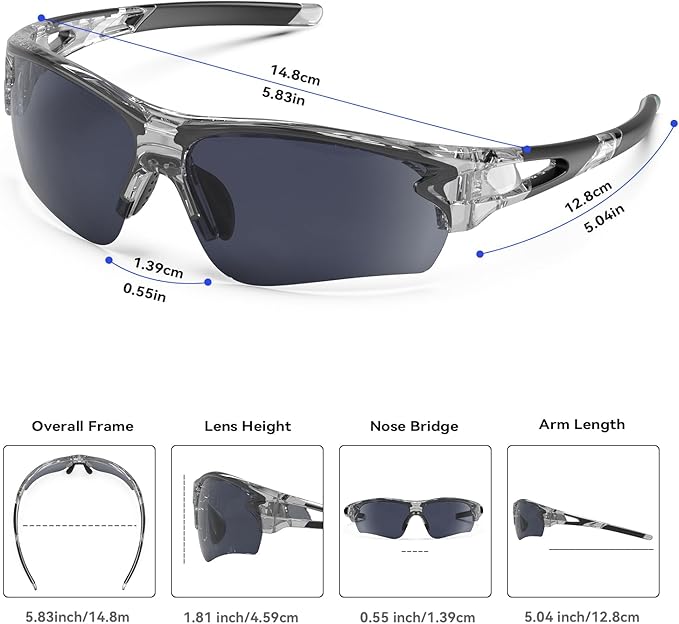 BEACOOL Polarized Sports Sunglasses for Men Women Youth Baseball Fishing Cycling Running Golf Motorcycle Tac Glasses UV400