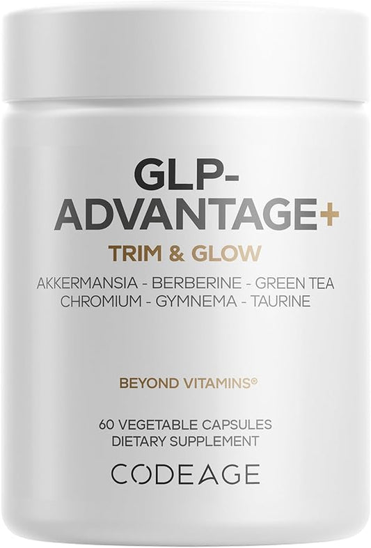 Codeage GLP-Advantage+ Supplement - Metabolic & GLP-1 Activity Support - Chromium, Berberine, Green Tea, Gymnema, Curcumin, Taurine, Resveratrol - Weight Management & Gut Health, Non-GMO - 60 Capsules
