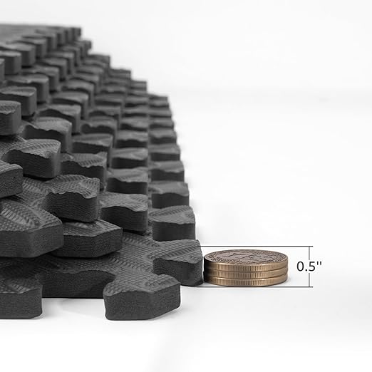 Art3d 48 Sq.Ft Eva Puzzle Exercise Mats, 24"x24" x 1/2" Thick Foam Interlocking Tiles for Flooring, Workout, Gym Equipments, Pack of 12