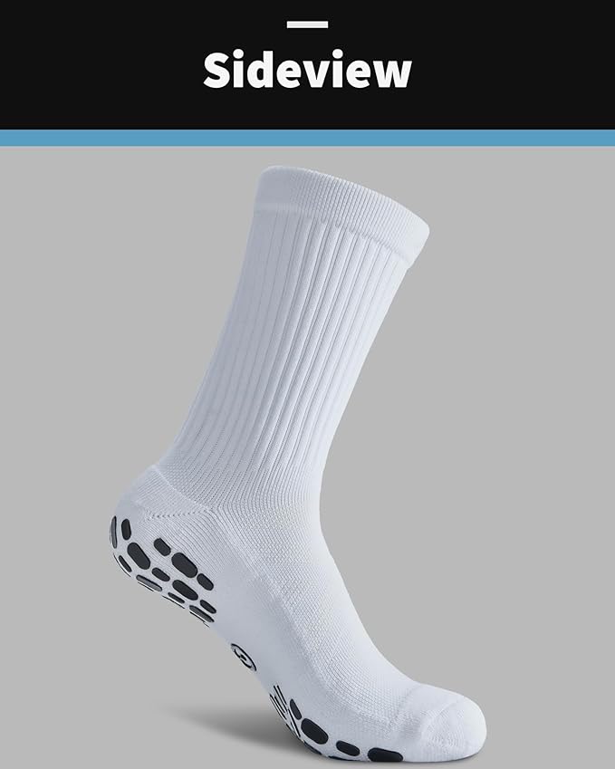 CWVLC Grip Socks Soccer - Cushioned Non-Slip Grippy for Men & Women Athletic - Barre Hospital Sticky Slipper Socks