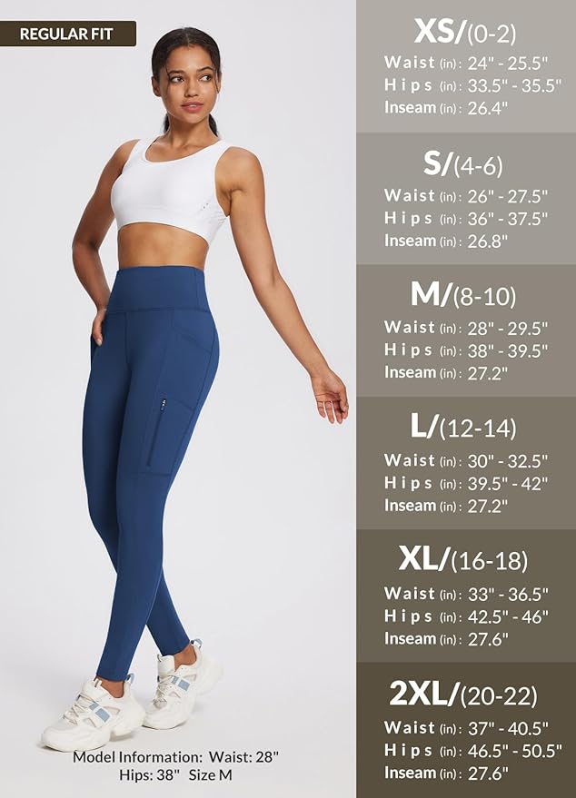 baleaf Women's Fleece Lined Leggings Waterproof Winter Hiking Pants Thermal Running Tights Zipper Pockets High Waisted