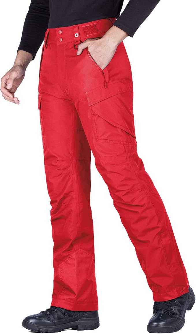 FREE SOLDIER Men's Waterproof Snow Insulated Pants Winter Skiing Snowboarding Pants with Zipper Pockets