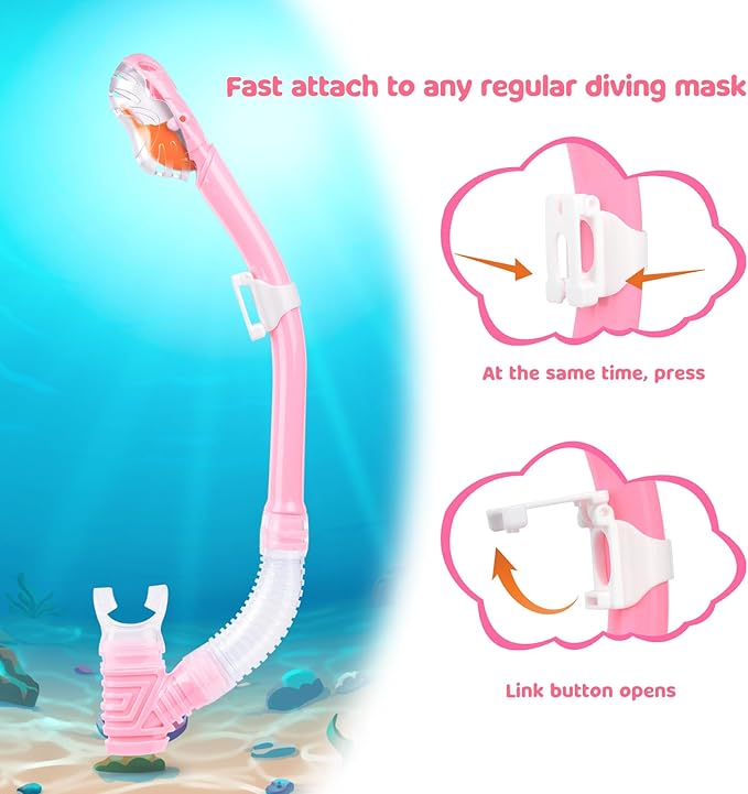 Dry Snorkel for Kids, Ultimate Snorkel Tube for Snorkeling, Freediving & Swimming, Easy-Breath Technology, Top-Mounted Dry Valve & Food-Grade Silicone Mouthpiece