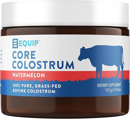 Equip Foods Core Bovine Colostrum Powder - 3,000mg Grass Fed Colostrum Supplement - Gut Health, Immunity, Recovery Lactoferrin Supplements - Keto Friendly Bovine Colostrum, 30 Servings, Watermelon