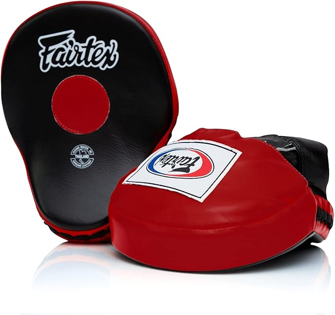 Fairtex FMV9 Contoured Focus Mitts |Striking Accuracy & Protection for Boxing, Muay Thai, Kickboxing |Ergonomic Design, Soft Padding, Secure Fit Leather