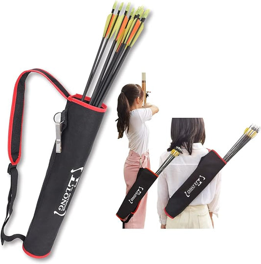 Elong Adjustable Archery Back Arrow Quiver Holder - Upgraded Quiver Arrows for Compound Recurve Bow and Hunting Target Practicing Youth and Adults