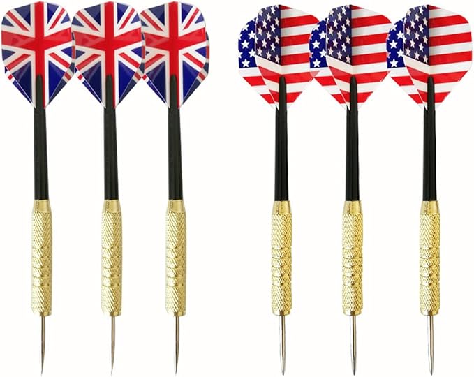 Dart Board, Dart Game Set with 6 Metal Darts and Double-Sided Flocking Dartboard (18 Inches)