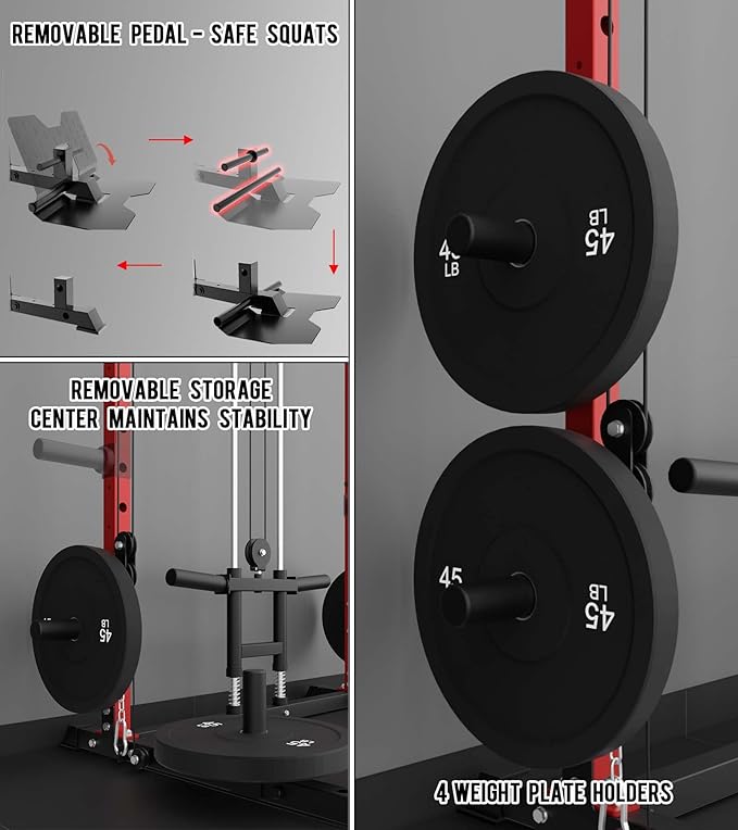 Eonfit E2 Power Cage，1500LB Squat Rack with Cable Crossover System.Multi-Function Power Rack for Home Gum.All-in-One Squat Rack with More Training Attachments