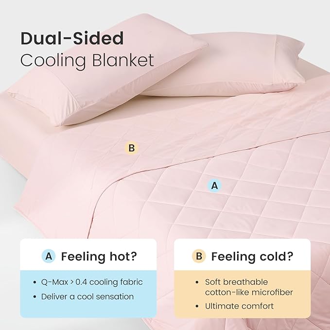 Cozy Bliss Cooling Blanket for Hot Sleepers, Q-Max 0.4 Cooling Comfort Queen Size, Cold Blankets for Night Sweats Sleeping, Ultra-Cool Lightweight Breathable Summer Blanket for Bed