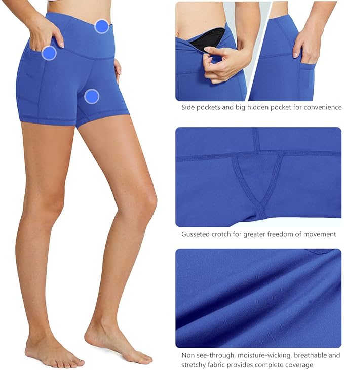 baleaf Women's 8"/ 5"/ 3" Biker Shorts High Waist Yoga Workout Gym Running Volleyball Spandex Shorts with Pockets
