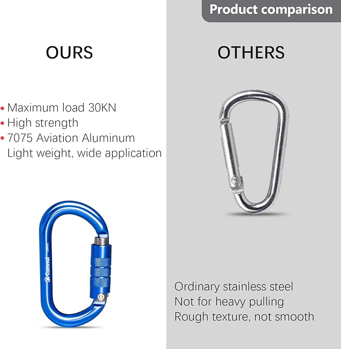 Heavy Duty Carabiner, 25kn(About 5620 lbs) Oval Carabiner Clip O-Shape Rock Climbing Carabiner Lightweight Caribeener for Climbing, Mountaineer, Aerial Work