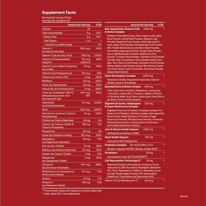 IM8 Daily Ultimate Essentials All-in-1 Multivitamin Supplement, 92 Nutrient Rich Ingredients CoQ10, Probiotics, Vitamins, Greens, GF, Acai Mixed Berry (30 Servings, Refill Pouch)