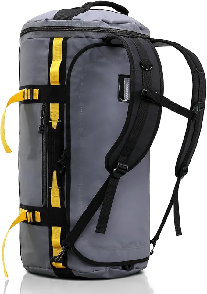 Haimont Large Duffle Bag Backpack for Travel, Men Women Duffel Backpack Bags with Shoes Compartment for Camping, Traveling, Sports, Trip, Water-resistant, 60L Grey