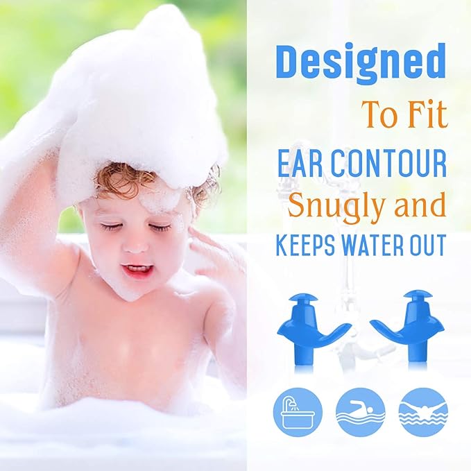 Hearprotek 2 Pairs Swimming Ear Plugs for Kids, Soft Reusable Water earplugs for Kids Swimming Bathing and Other Water Sports