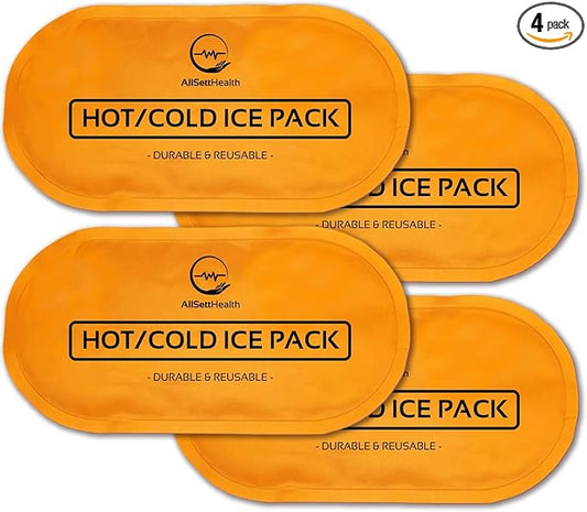 AllSett Health Reusable Hot and Cold Gel Ice Packs for Injuries | Cold Compress, Ice Pack, Gel Ice Packs, Cold Pack, ice Pack, Cold Packs for Injuries, 10.5 in Long x 5 in Wide, | 4 Pack Orange