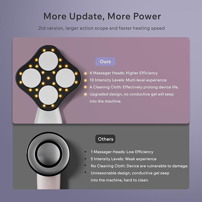 Depsoul Cellulite Massager Cordless Body Massage Tool - 3 Modes 10 Levels with Heating Function Electric Massager for Belly, Arm, Waist, Leg, Butt, Back