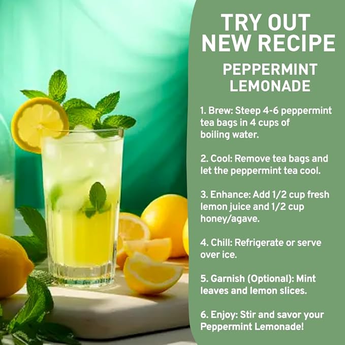 HANDPICK, Peppermint Tea, Eco-Conscious Tea Bags - 100 Count | Caffeine Free, Non-GMO | Minty, Fresh & Cool flavor | Direct From Source